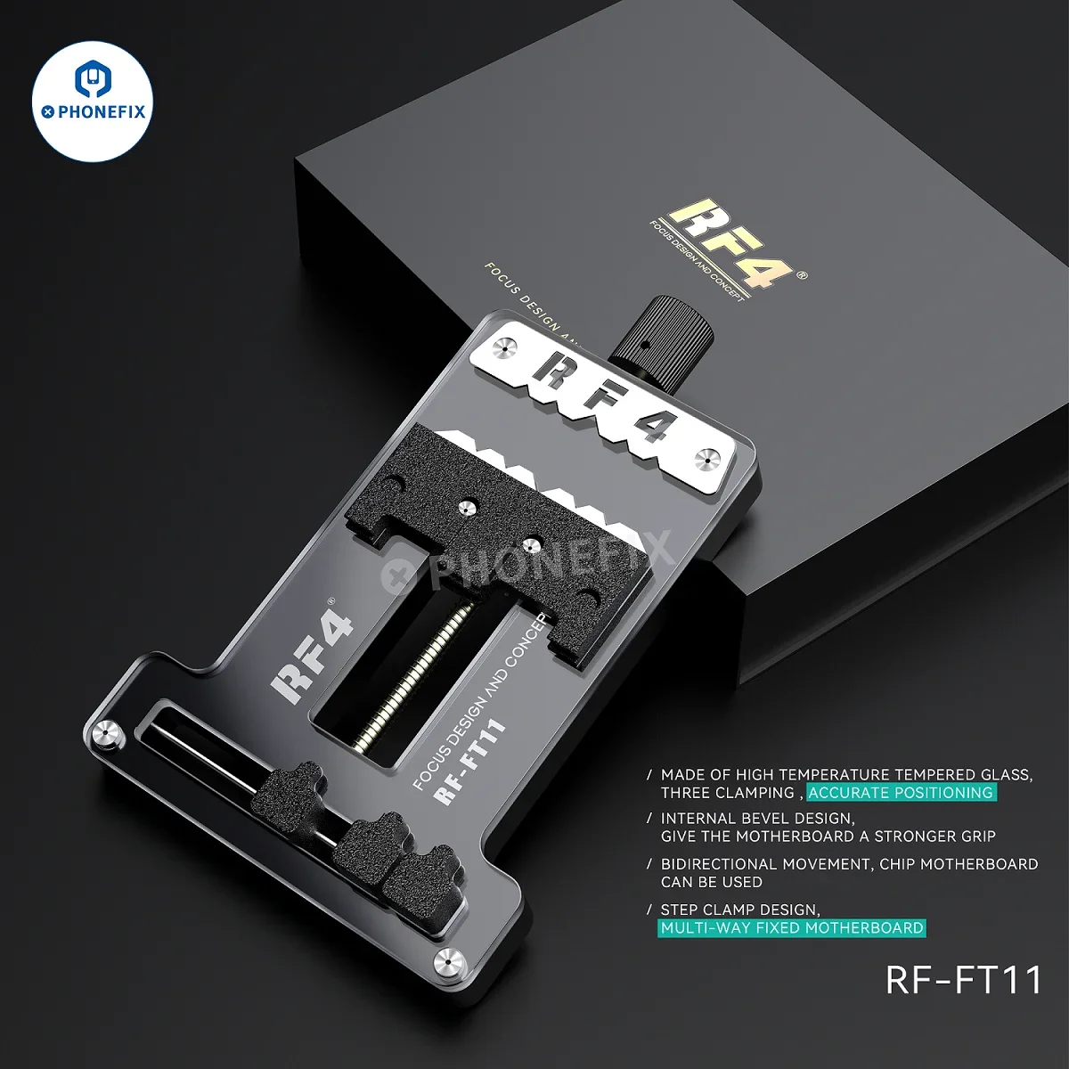 PCB 거치대 고정장치 IC 칩 납땜 3 축 클램프, 휴대폰 노트북 태블릿 마더보드 수리용, RF4 RF-FT11 3 카드 고정