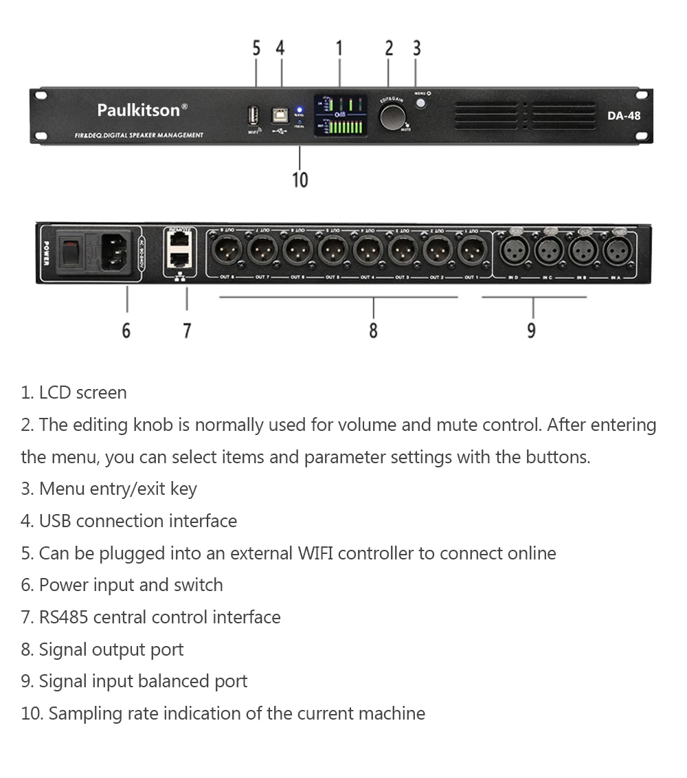 paulkitson profissional processador de áudio digital em para fora dsp fase equipamento effector com abeto sistema gestão