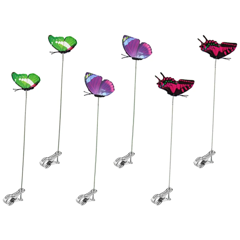 

6Pcs Garden Butterfly Stake Decors Clip Type Butterfly Decors Lawn Butterflies Stake Clips Garden Crafts