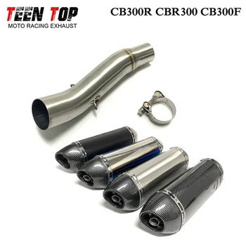 Motorcycle Exhaust Middle Link Pipe For Honda CBR300 CBR300R CBR300F 2018-2021 Steel Link Pipe Slip On Motorbike Muffler