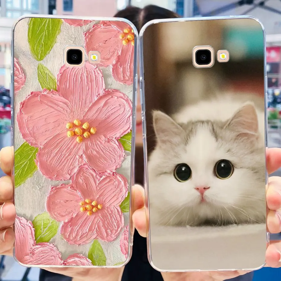 Custodia Per Samsung Galaxy J4 Plus / J4 Core / J4 2018 Cute Flower Cat Soft Silicone Tpu Bumper Per Samsung J4 + J 4 J4Plus J4Core