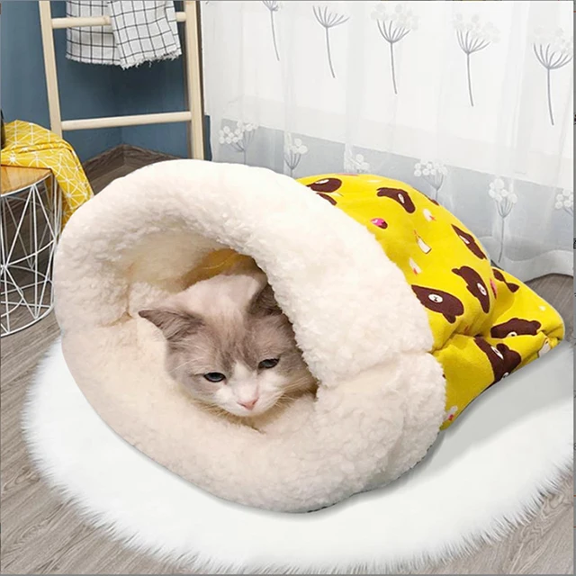 Autumn and winter warm cat kennel, closed cat bed, cute cat sleeping bag, Christmas essential pet supplies 5