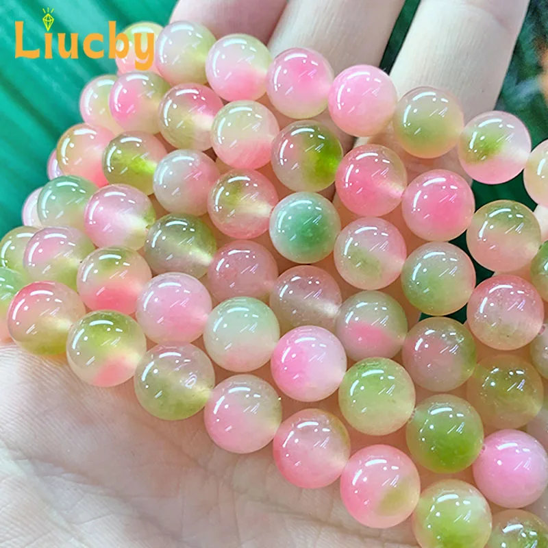 Peach Jade Marrow Chalcedony Natural Stone Beads Jewelry Making DIY Bracelets Accessories 15" Strand 6/8/10/12mm