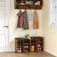 Shoe Storage Bench Cubby Organizer For Entryway, Shoe Bench Storage Rack With Foam Pad Seating Cushion For Hallway Bedroom 2