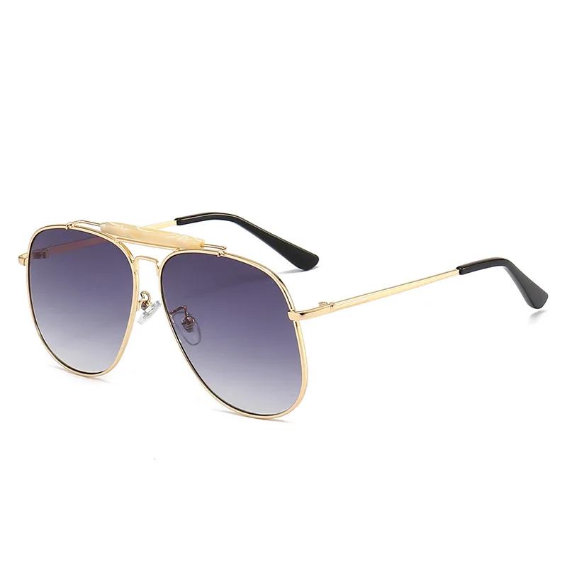 Occhiali Da Sole Oversize Retrò STARS Eyewear – Montatura Rotonda Oro, Lenti Blu E Gialle – UV400