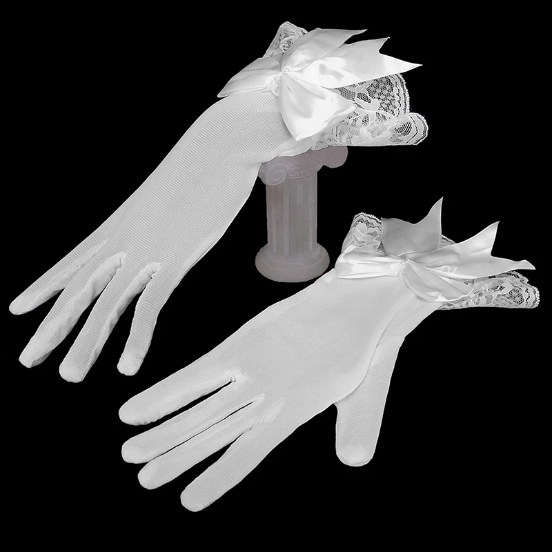 

1 Pair Lace Mesh Gloves Short Wedding Bow Gloves Women Bridal Gloves Elegant White Gloves Bridal Wedding Accessories Mittens