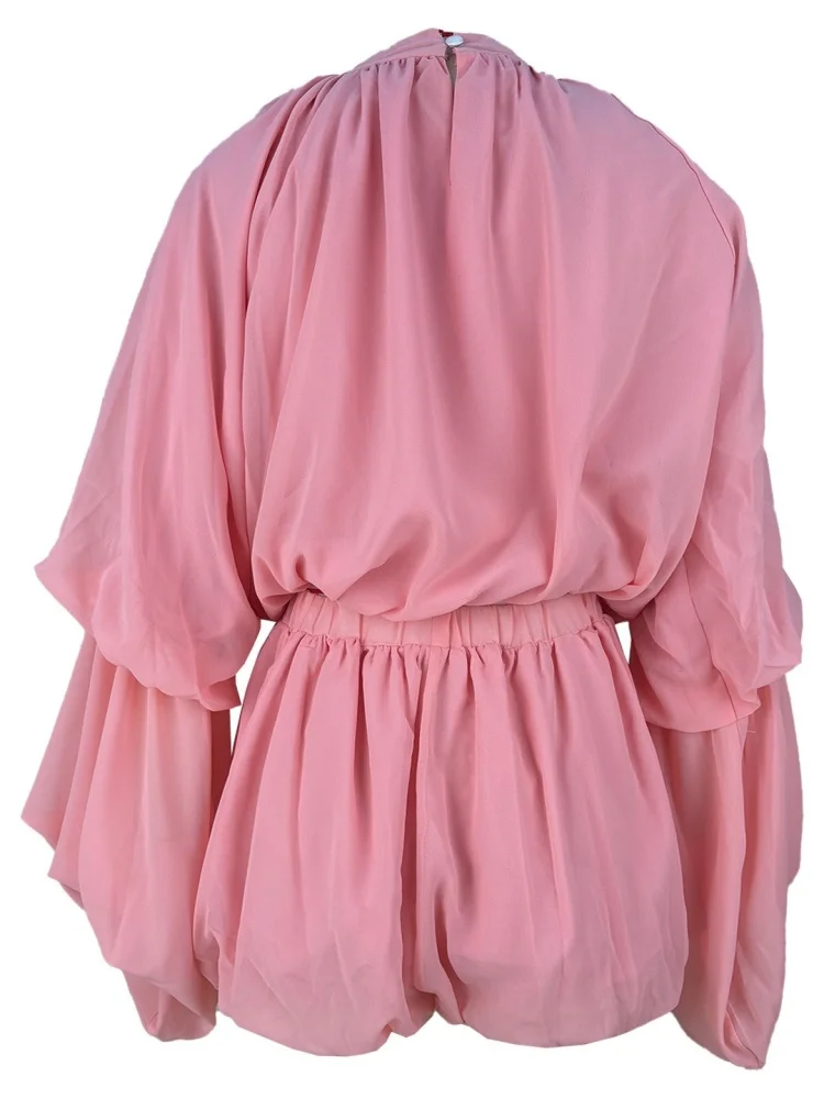 Wmstar 2 Piece Sets Women Wholesale Summer 2025 Lace Shorts Sets Solid Ruffled Shorts Lantern Sleeves Matching Set dropshopping