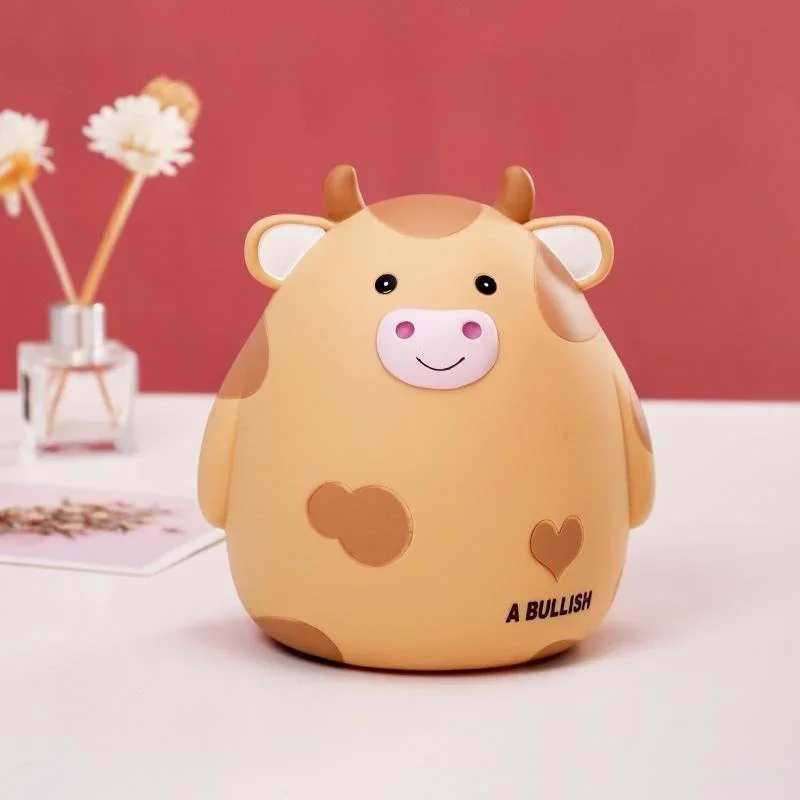New Cute Cartoon Image of Calf Resin Ornaments Children's Pet Money Box Home Decoration Children's Gifts Coin Bank Accessories