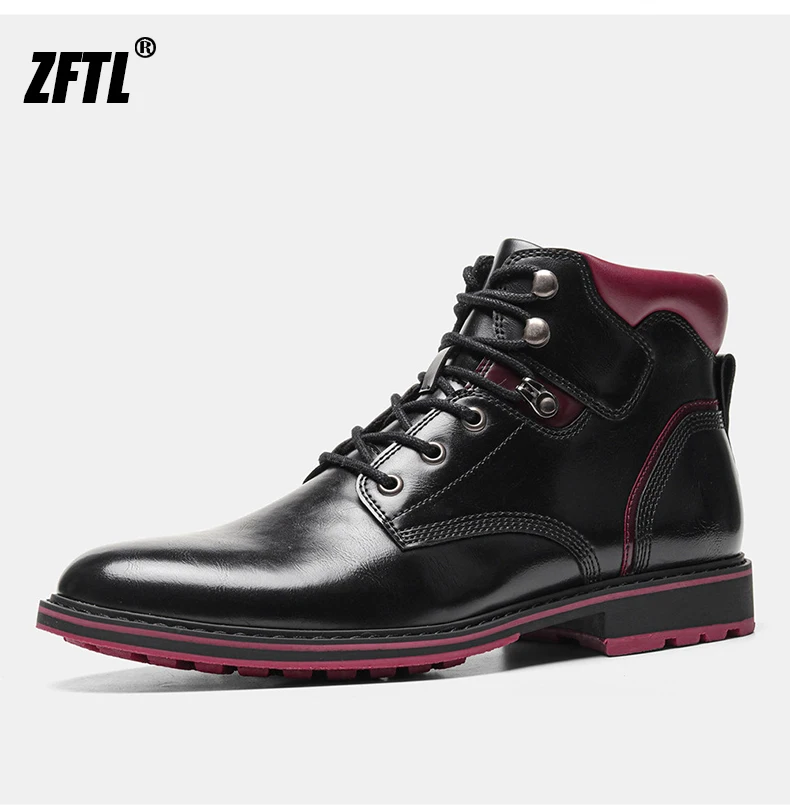 ZFTL Men's boots British style single boots autumn new shiny leather boots Basic boots Men Black Ankle Boots Retro Casual Bots