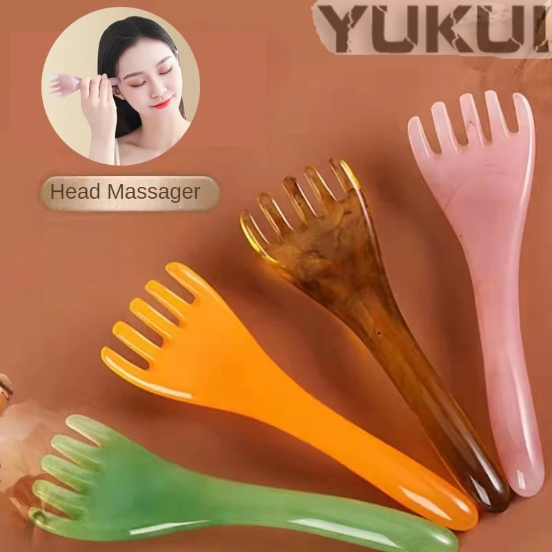 Resin Head Massagers Scalp Gua Sha for Body Neck Leg Massage Light Five-claw Head Scraping Stick Acupoints Massage Scraping Claw