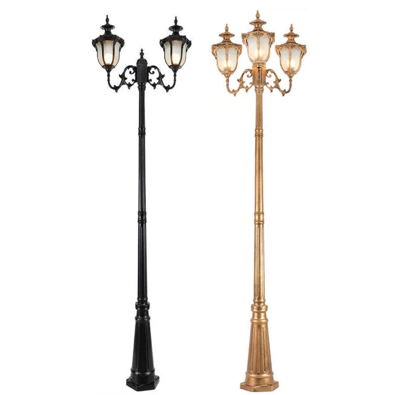 (H&asymp;2.3M)Courtyard Street Lamp Community High Pole Lamp Outdoor Waterproof Lawn Villa Outdoor Retro Courtyard Landscape