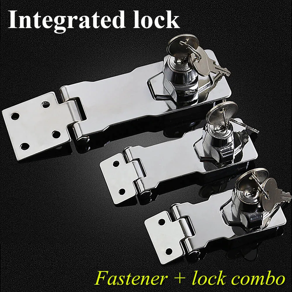 Stainless Steel Plating Self Locking Security Hasp Staple 2 Keys Lock