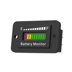 LED Voltage Battery Meter Indicator - Universal Battery Monitor Gauge (Black)