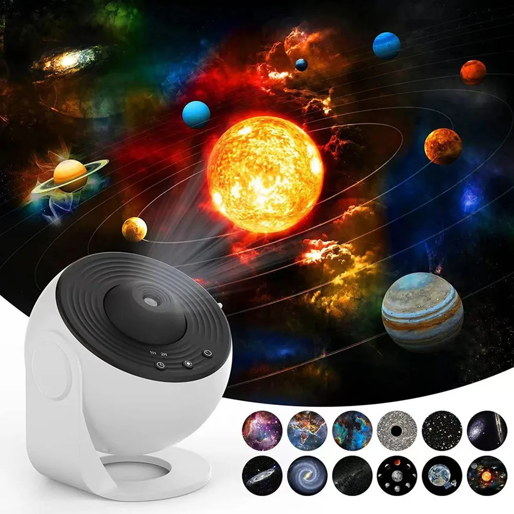 

Rotatable Room Ceiling Nebula Star Night Lamp Starry Sky Projector Light with 12pcs Films