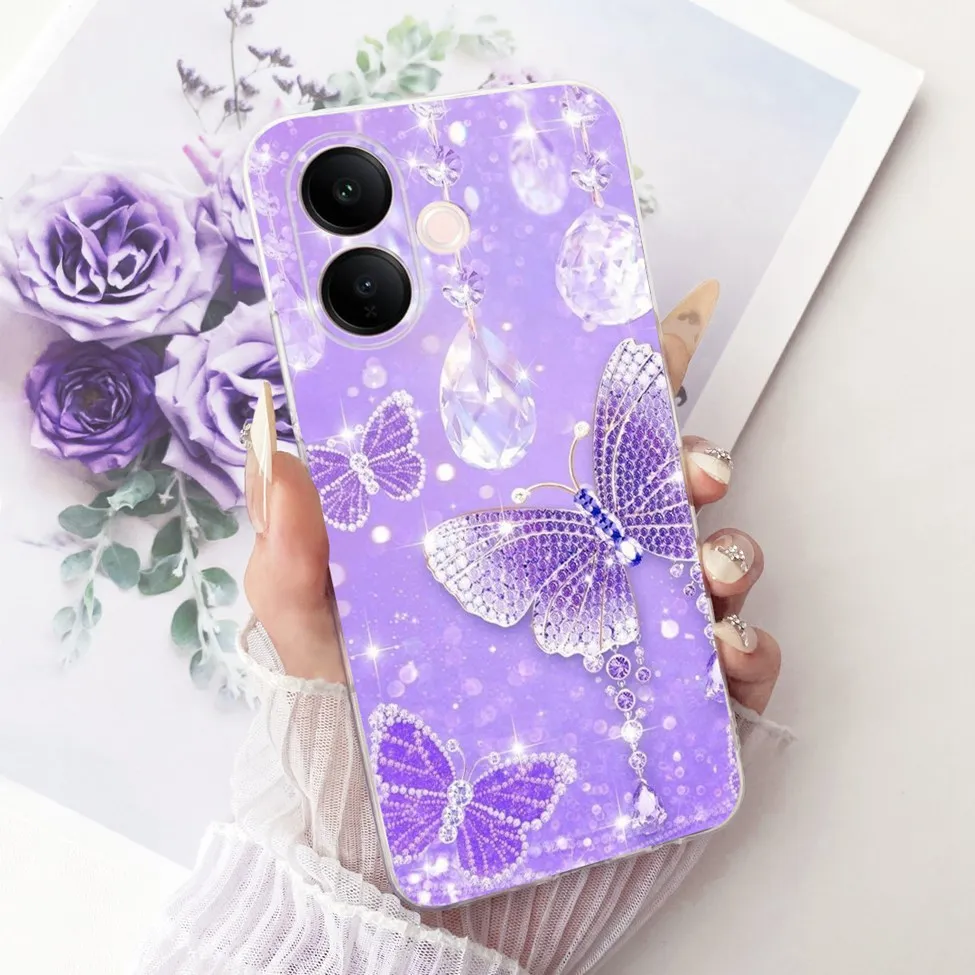 Clear Luxury Cute Cat & Butterfly Painted Case