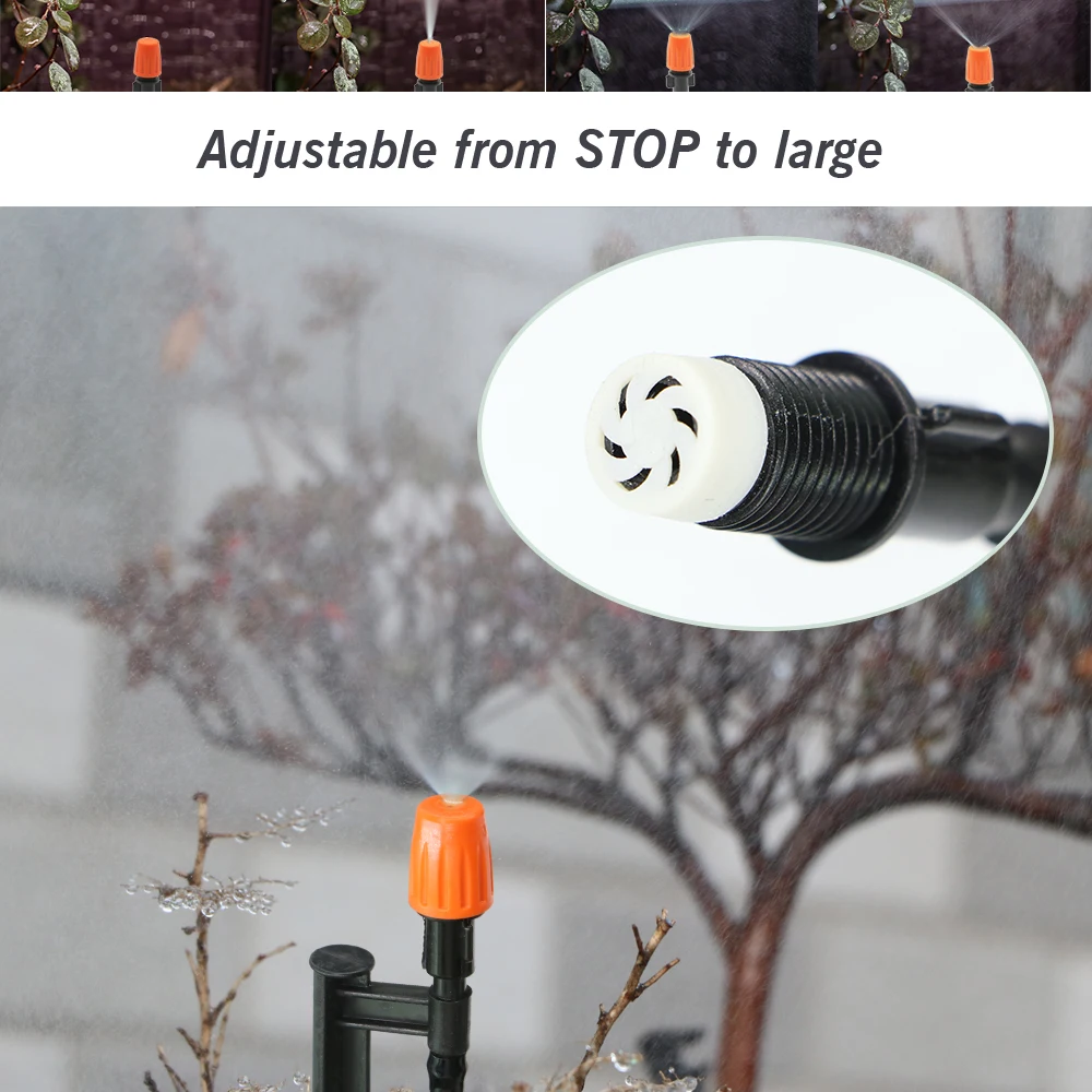 10PCS Orange Micro Drip Irrigation System Misting Nozzle Dripper Sprinkler Garden Watering Cooling System with Atomizing Holder