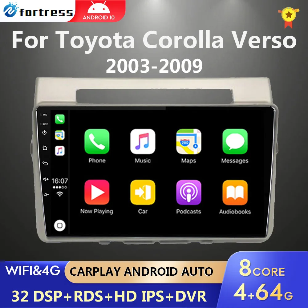 Autoradio Lettore Multimediale Per Toyota Corolla Verso 2004-2009 2 Din 4G Carplay Wifi Navigazione Gps Android Autoradio Head Unit