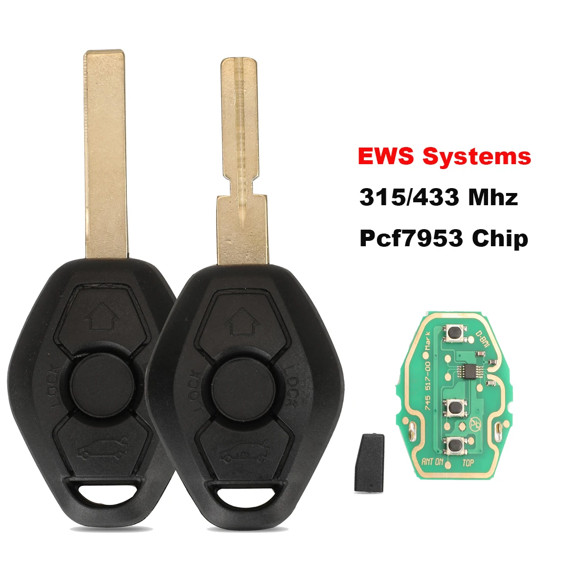EWS 315/433Mhz EWS Systems ID44 Remote Key Shell For BMW EWS X3 X5 Z3 Z4 1/3/5/7 Series Keyless Entry Transmitter