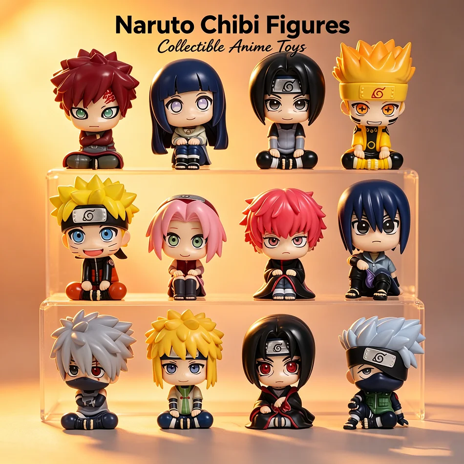 Naruto Chibi Figuren Q-Version Sitzende Anime-Figuren Sasuke Itachi Kakashi Gaara Hinata Sakura Sammlerstück Schreibtisch-Deko Geschenk