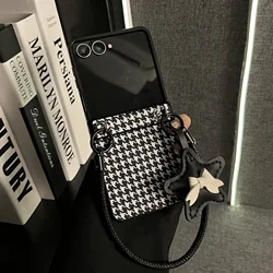 Luxury Houndstooth Bow Star Rope Portable Phone Case - Samsung Z Flip 8 (A)
