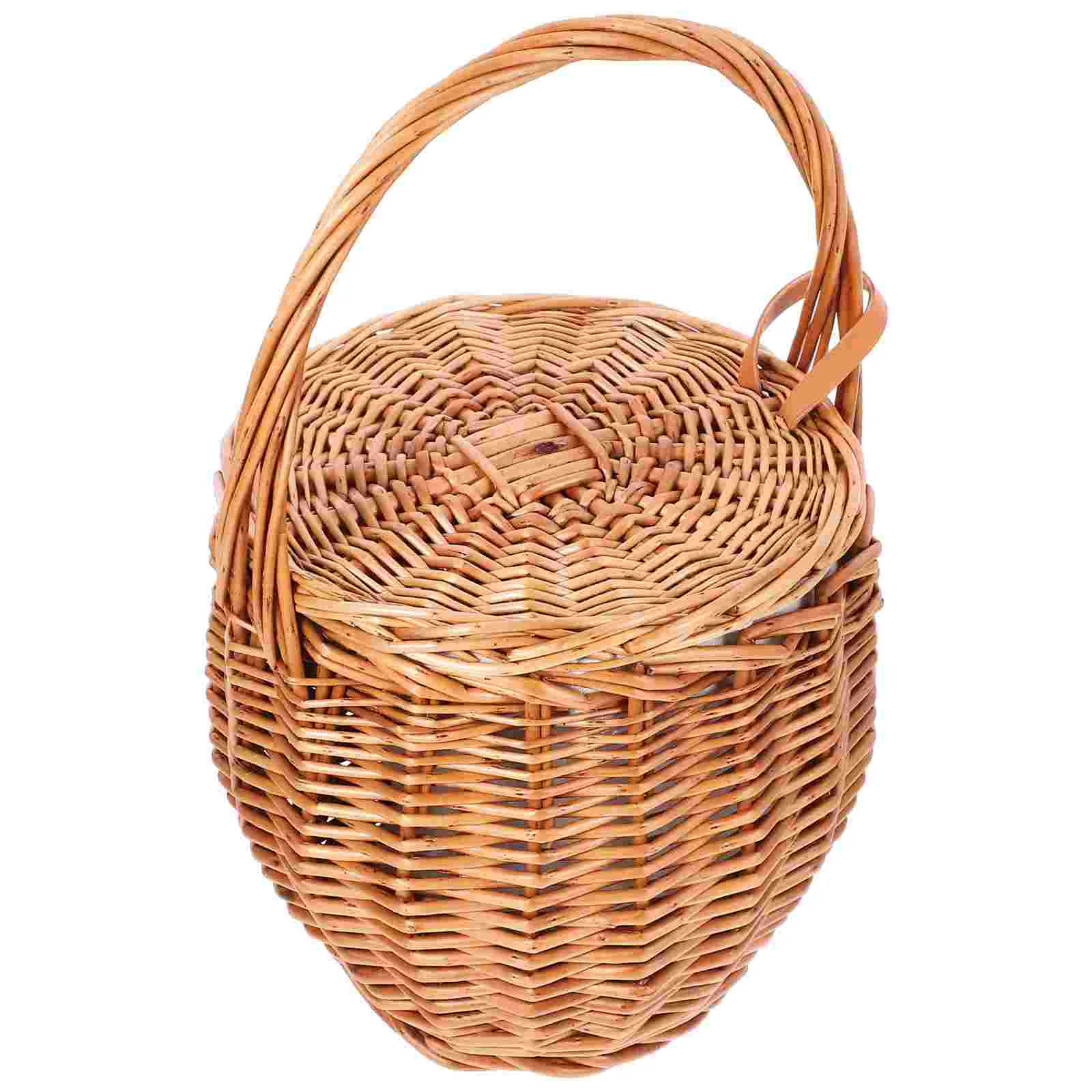 

Wicker Picnic Basket Natural Large Willow Hamper Eggs Storage Flower Arrangement Candy Gardening Baskets Christmas Wedding Party