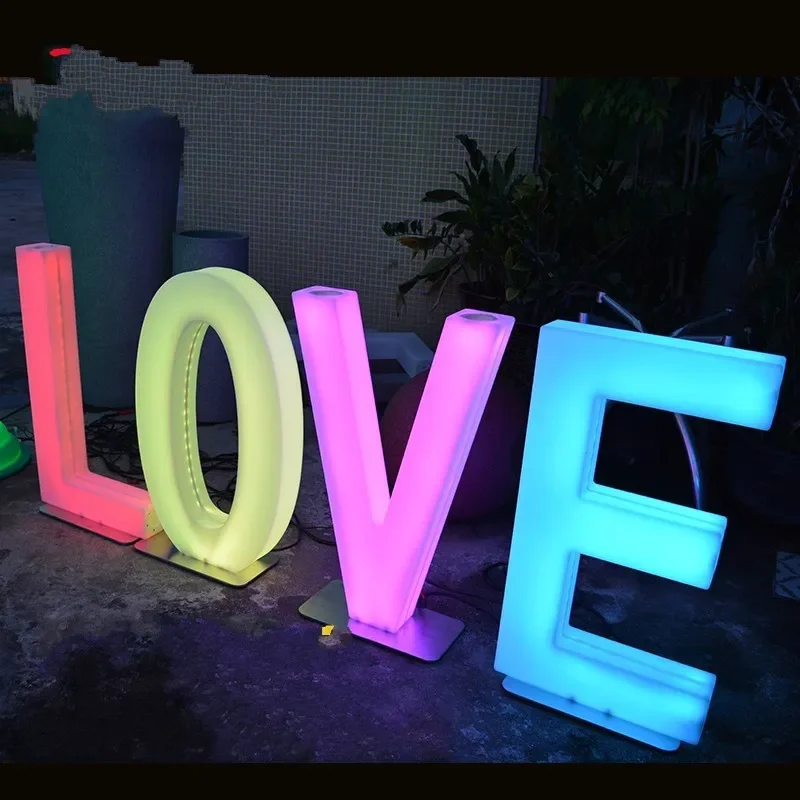 80CM LED Luminous Alphabet Letters Night Light Rechargeable Wedding Event Backdrops Stage Decoration Baby Shower Birthday Decor