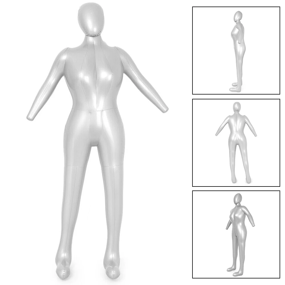 Manequim feminino inflável de corpo inteiro, modelo de exibição de tronco, PVC para alfaiate, roupas de costura DIY, 165cm