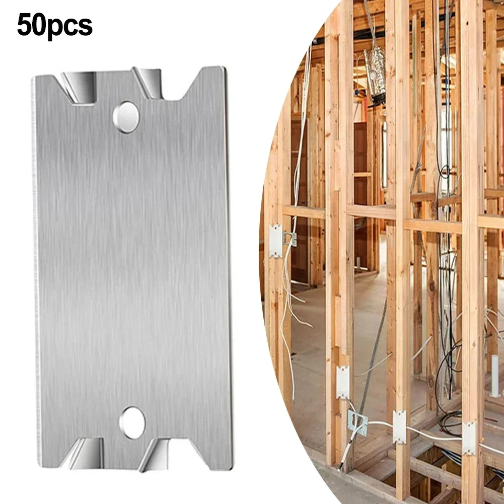 50Pcs Set Nail Plates 1.5*2.5 Inches And 3.8*6.4cm Studs Steel Safety To Protect Plumbing Wiring Cable Protectors