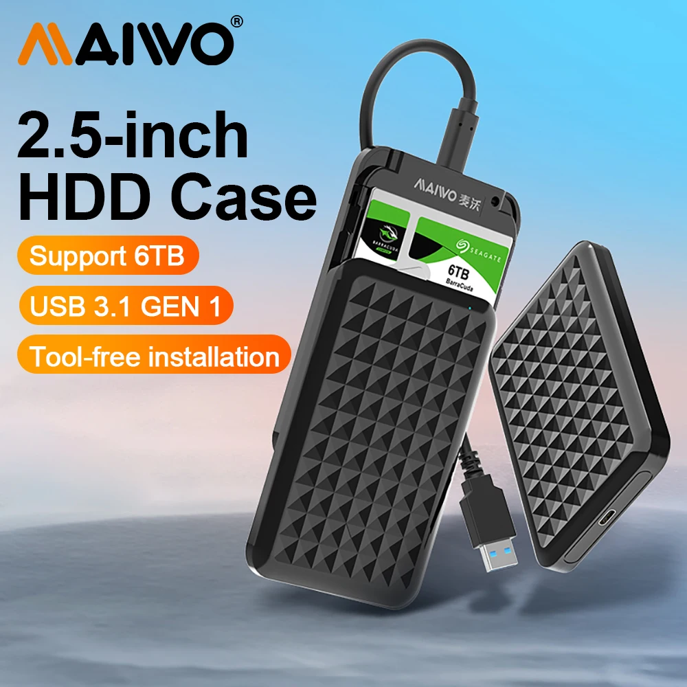 External Hard Drive Enclosure MAIWO 2.5 Inch HDD Case Type C SATA HDD SSD Case 6TB for PC Laptop