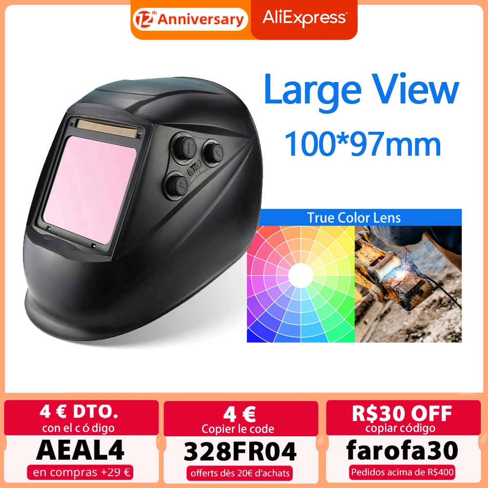 Professional Protective Welding Helmet Automatically Darkening Soldering Mask True Color Welder Cap 4 Arc Sensor for TIG MIG MMA welding torch types