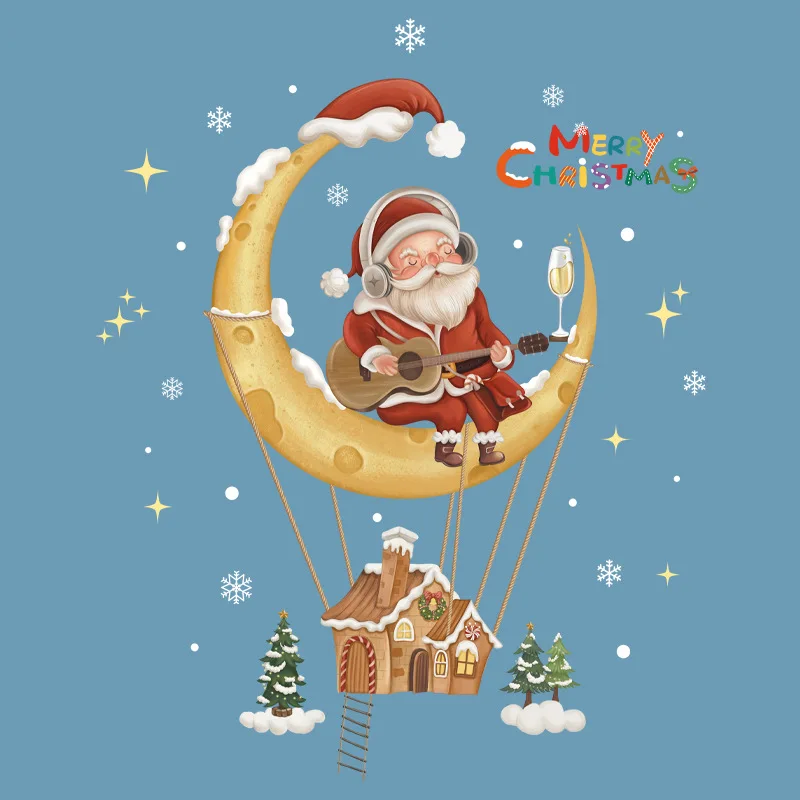 Christmas Decorative Glass Window Wall Stickers Santa Claus Snowman Elk Scene Layout Electrostatic Happy New Year wall stickers window stickers