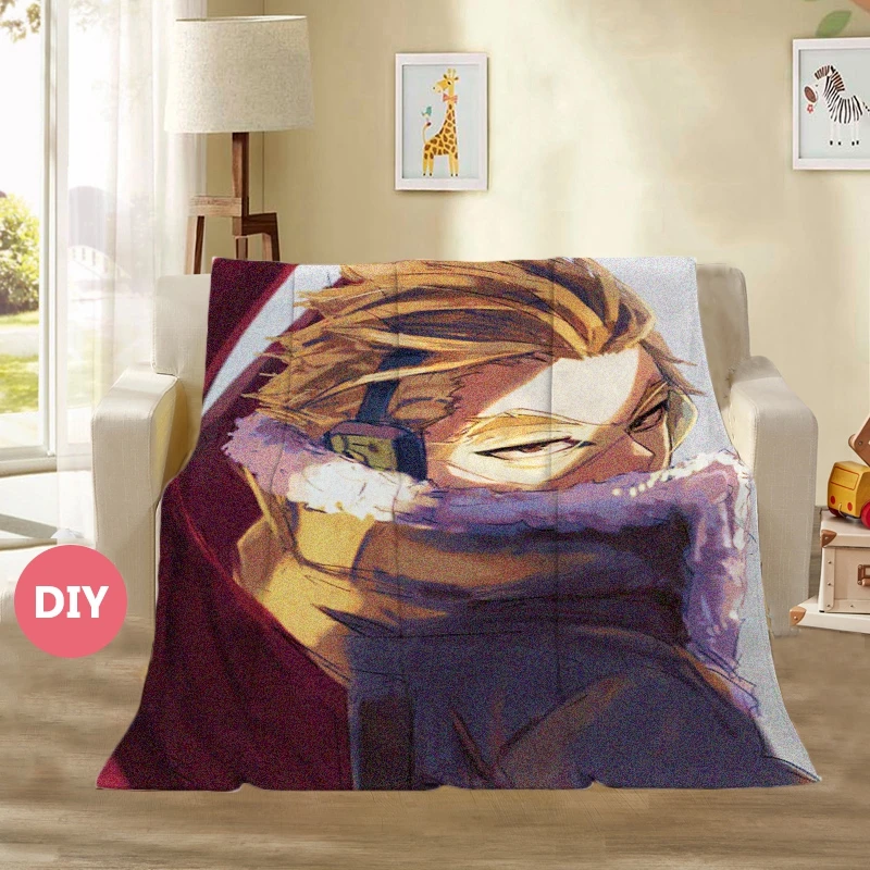 

Anime Blanket Boku no Hero Academia Takami Keigo Hawks DIY Custom Plush Throw Warm Flannel Blanket Home Textiles