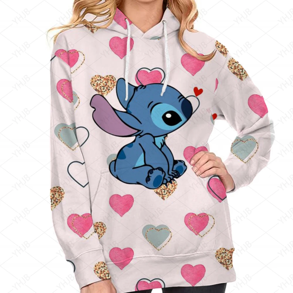 

Disney Stitch Cartoons Print Women Hoody Hip Hop Crewneck Hoodies Oversized Pullovers Fashion Casual Womens Sportswear