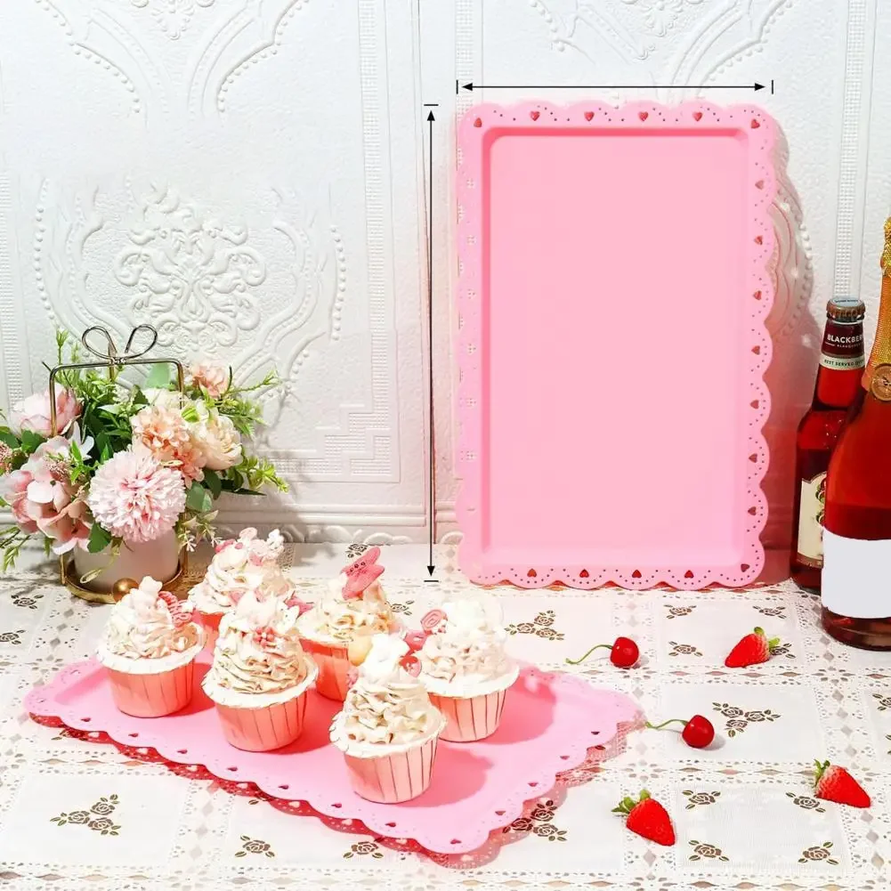 1Pc Serving Trays Rectangle Dessert Tray Plastic Platters Flat Cookie Cupcake Serving Tray Birthday Tea Party Wedding Decor 3