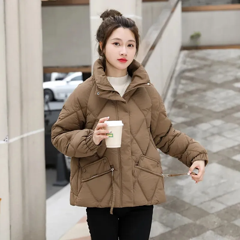 

Korean Stand Collar Down Padded Jacket Women 2024 New Winter Parkas Fashion Thick Warm Cotton Coat Female Loose Outerwear G3068