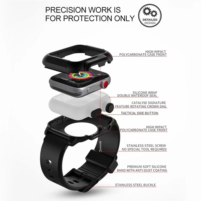 IP68 방수 커버 애플 시계 케이스 45mm 44mm 41mm 40mm 42mm 야외 스포츠 실리콘 팔찌 iWatch 9 8 7 6 5 4 SE 스트랩