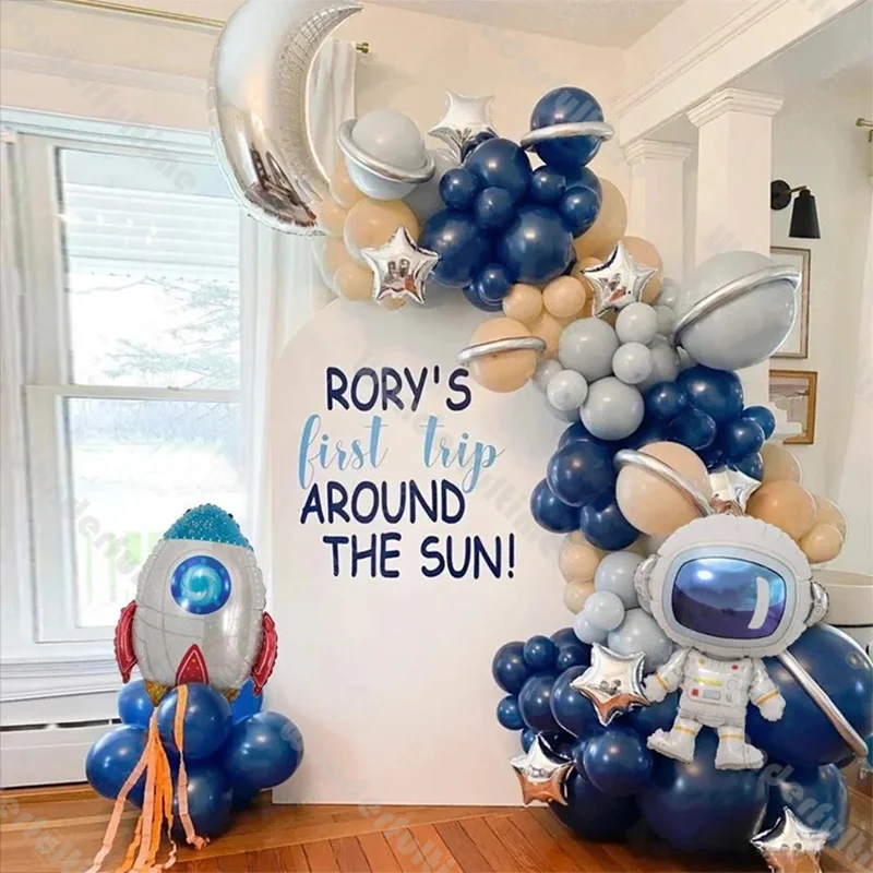 

136 Galaxy Party Balloon Garland 1st Trip Around The Sun Space Baby Shower Blast Off Birthday Rock Ship Balloon Astronaut Theme
