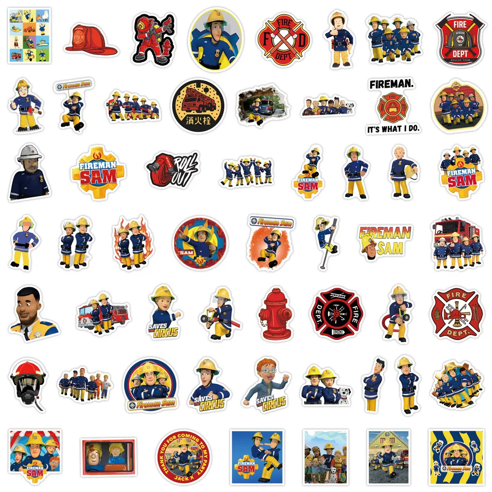 55PCS 소방관 샘 스티커 낙서 스티커 DIY 일기 전화 케이스 수제 스크랩북 미적 스티커