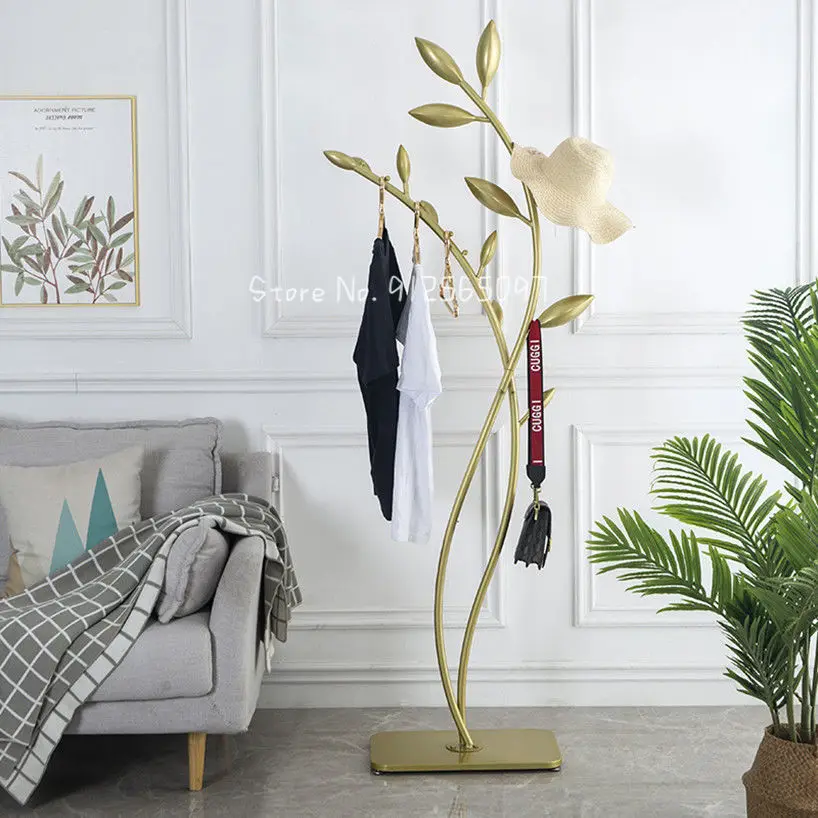 

Light Luxury Entrance Marble Iron Coat Hanger Floor Type Living Room Bedroom Household Overcoat Coat Hanger Nordic Creativity