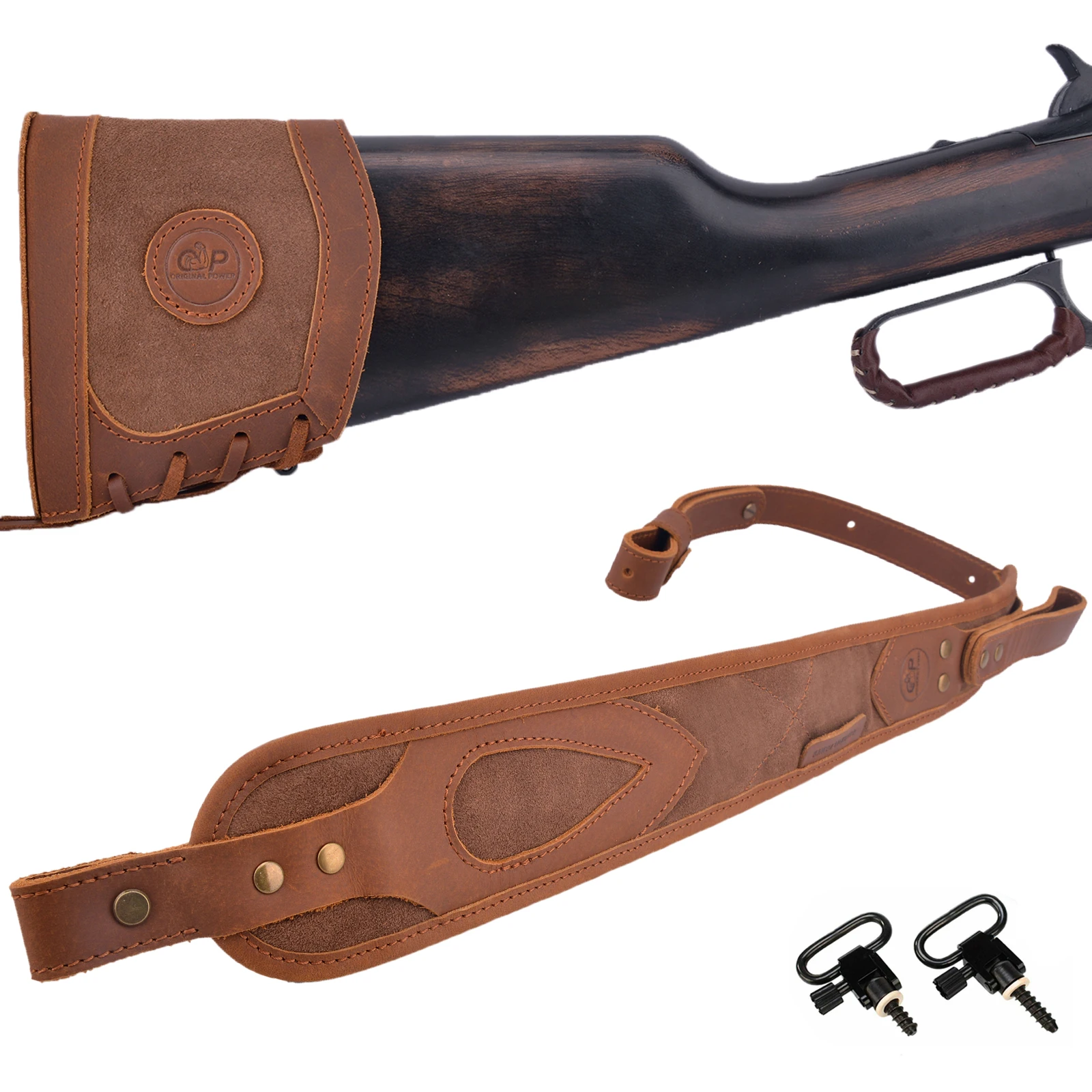 OP1SetHandmadeLeatherRifleRecoilPadGunButtStockWithPadded
