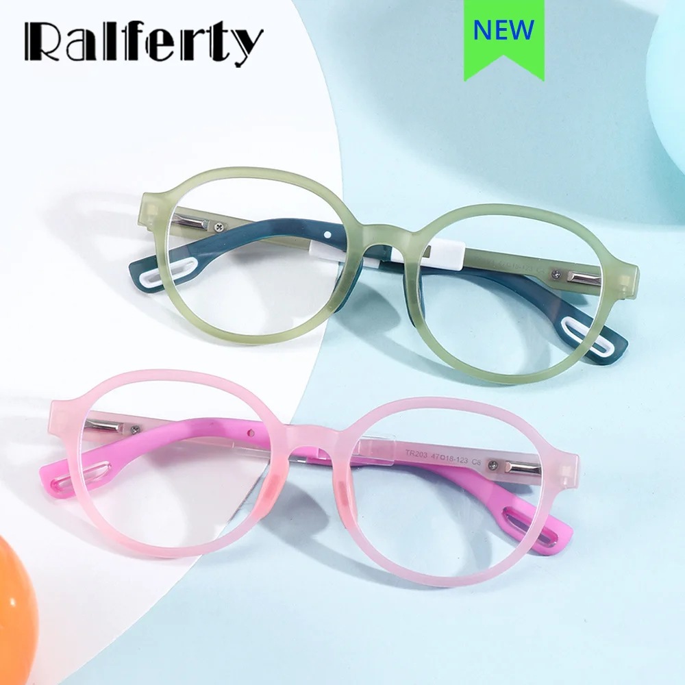 Ralferty Round Children's Glasses Blue Light Glasses Kids Girl Boy Colorful Pink Eyeglass Frame No Diopter Oculos Child