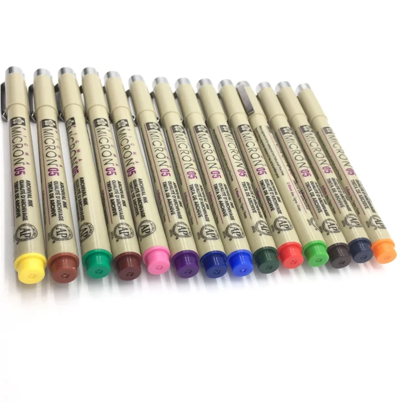 Marker Pen Art Marker Pens Color Marker Pens Colored Pens Set of 8/14colors SAKURA Pigma Micron Liner Pen 0.25mm 0.45mm Color Fineliner Drawing Lines Marker Pen Student Art Supplies