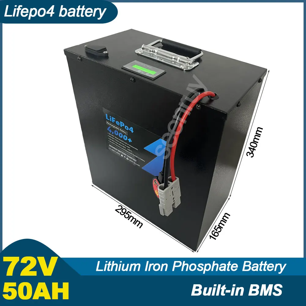 

72V 50AH Lifepo4 With Charger 30A 50A 80A 100A BMS Tricycle E-bike Motorcycle Scooter Lithium Iron Phosphate Battery