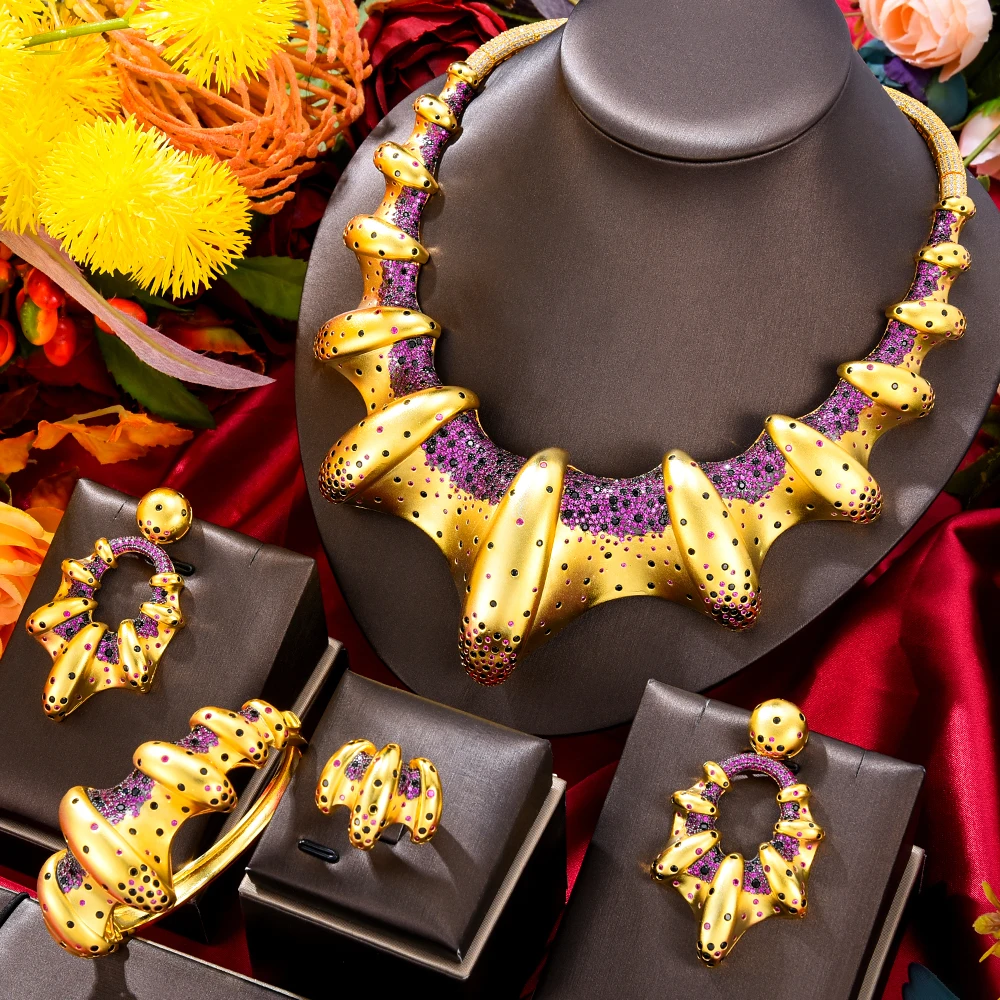 

GODKI Luxury Trendy Geometric African Jewelry sets For Women Wedding Cubic Zircon Crystal Indain Dubai Gold Bridal Jewelry Set