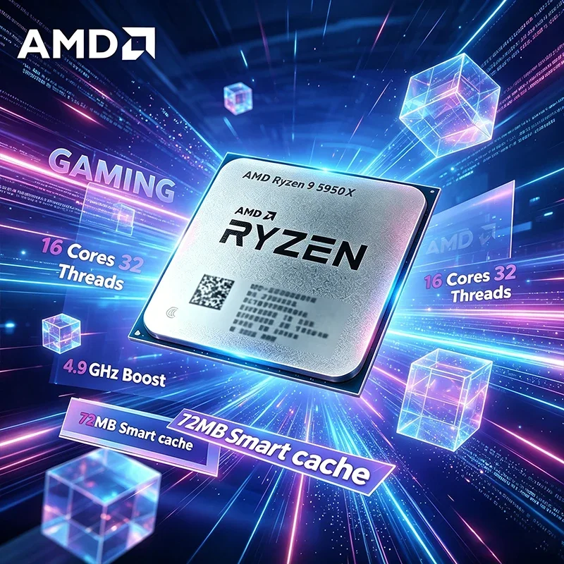 AMD 라이젠 9 5950X 프로세서 16코어 32스레드 3.4GHz 기본 속도, 4.9..
