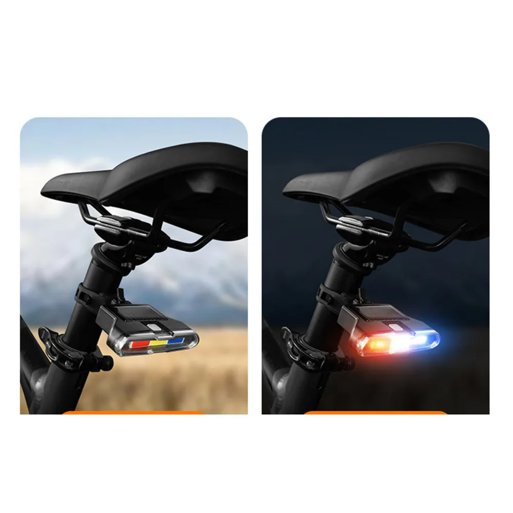 New Solar Powered Rechargeable Bicycle Warning Mountain Bike Creative Type-C Tri Color Tail Light_voghion.com