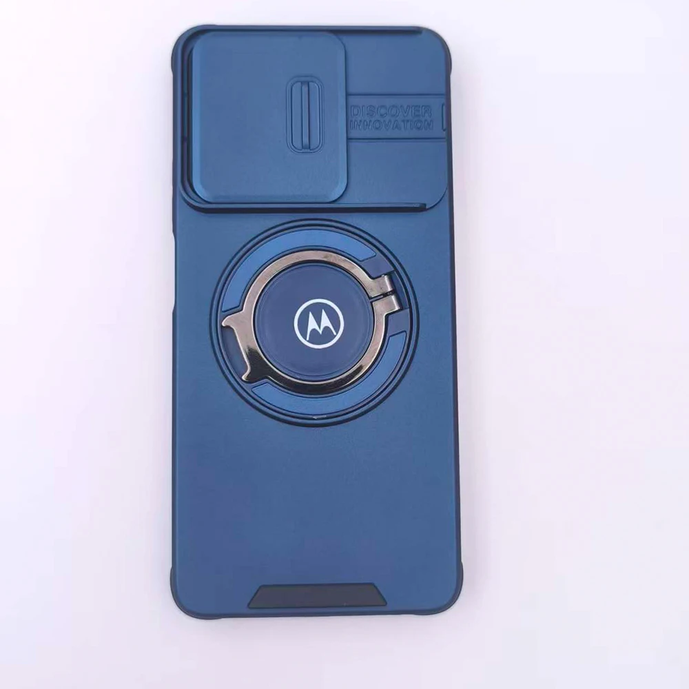 360 Degree Rotating Metal Ring Stand Case with Slide Camera Lens Protection and Shockproof Design