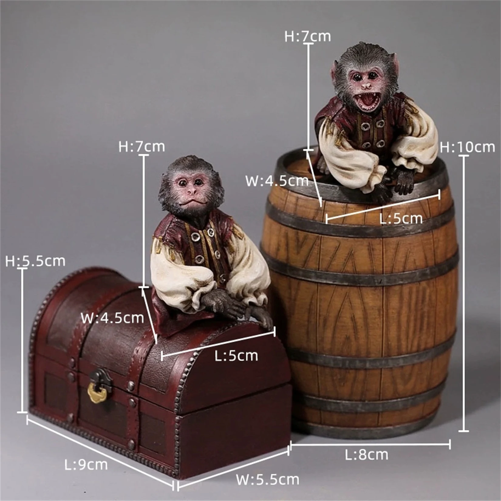 JXK Studio 1:6 Scale Pirate Monkey Bucket Box Set Healing Figure