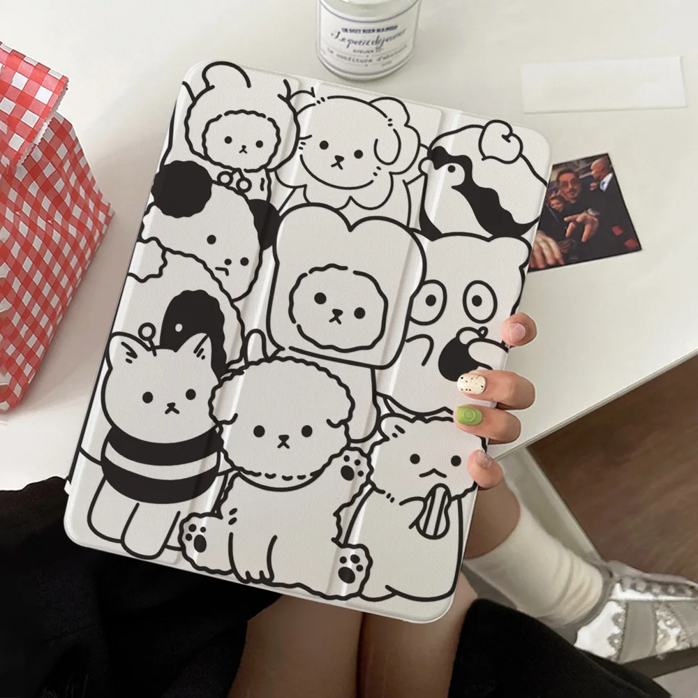 Artistic 360° Rotatable Tri-Fold Tablet Cover - Black & White Animal Collection