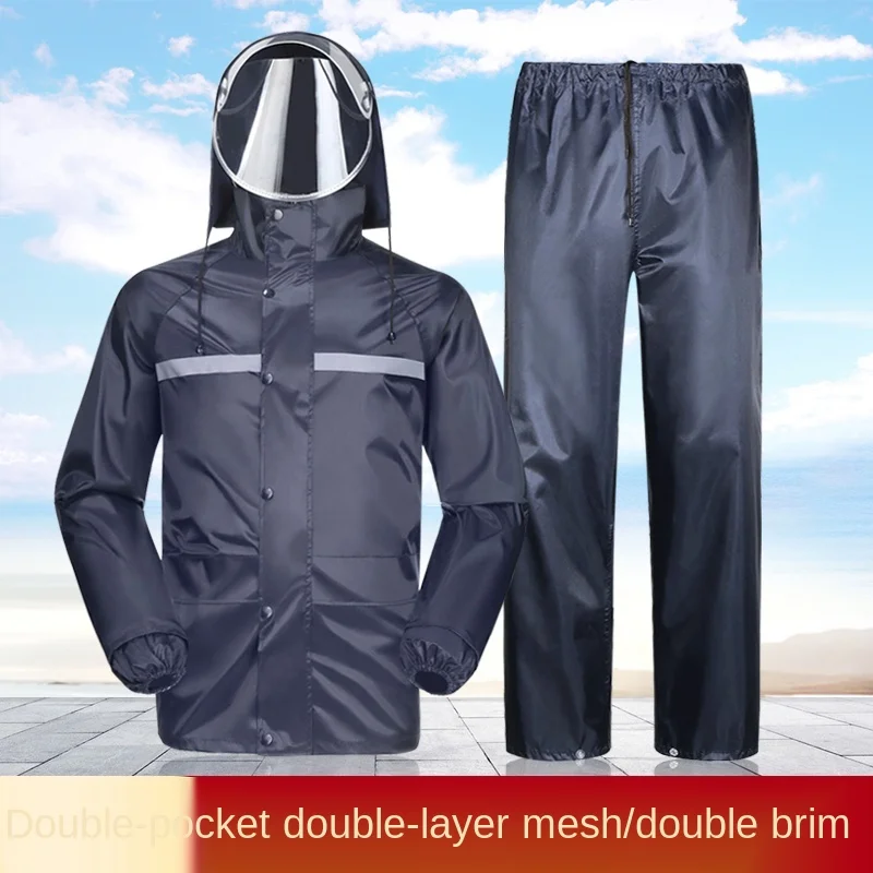 Raincoat Rain Pants Suit Men's and Women's Split Double-Layer Thickened Body Electric Motorcycle Take-out Riding poncho